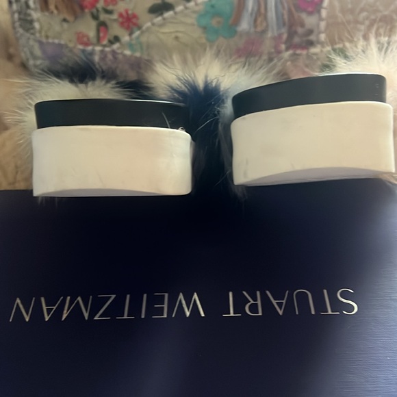 Stuart Weitzman Sublime REAL Multi-Color Fox Fur Sandals Slides Flats Slippers - Picture 13 of 16